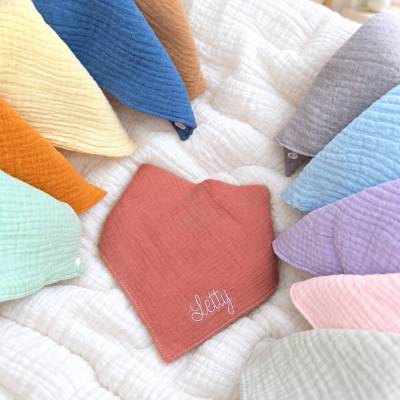 Babyhalstuch Musselin - Geschenk zur Geburt mit Namen - Personalisiertes Musselintuch - Taufgeschenk mit Namen - Musseli