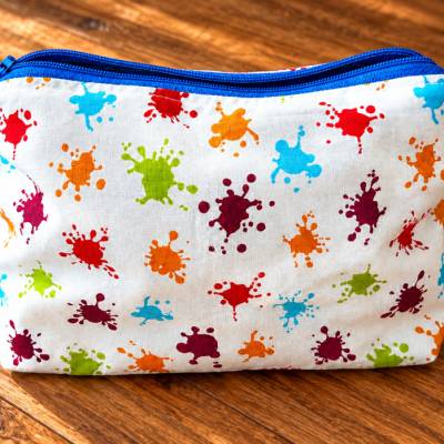 Kosmetiktasche aus Baumwolle | Schminktasche | kleines Spielzeug Täschchen für unterwegs  | Kleckse
