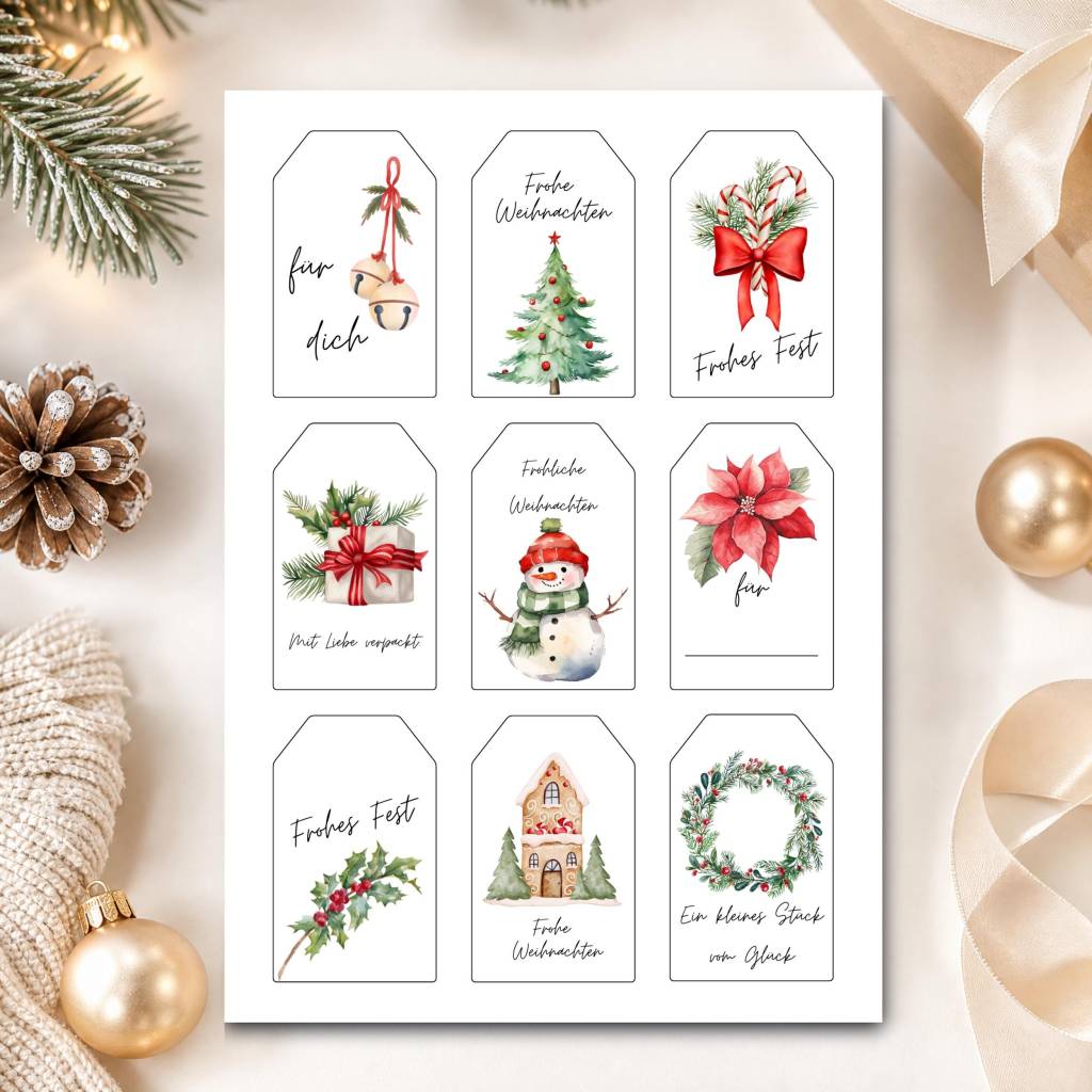 Weihnachten Geschenkanhänger PDF, Geschenke Verpacken Deko, Geschenkanhänger zum Ausdrucke, Frohe Weihnachten Deko