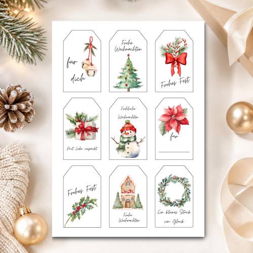 Weihnachten Geschenkanhänger PDF, Geschenke Verpacken Deko, Geschenkanhänger zum Ausdrucke, Frohe Weihnachten Deko