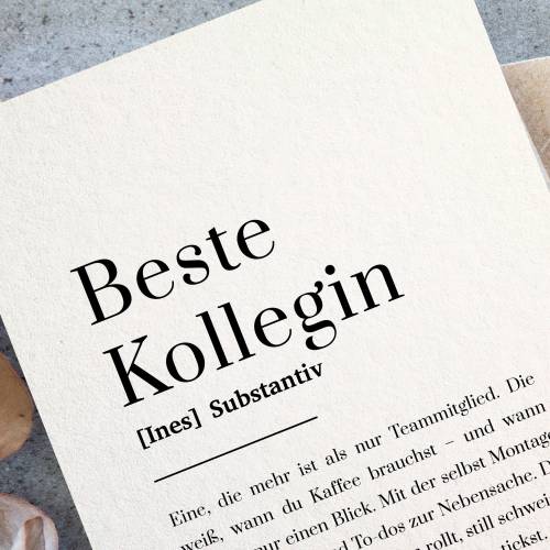 Karte für die Lieblingskollegin mit Name auf Baumwollpapier, Dankeskarte Kollegin zum Jobwechsel, Wertschätzung Büro A6