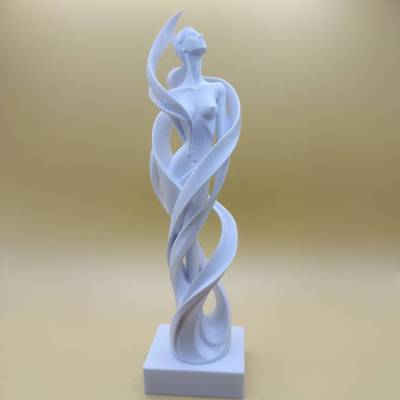 Skulptur Frauenstatue Weiß 22 cm Moderne Deko Figur mit Spiralen