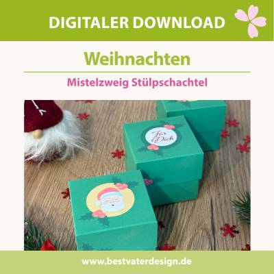 Bastelvorlage: Weihnachten, Nikolaus & Advent - Stülpschachtel mit Mistelzweigen