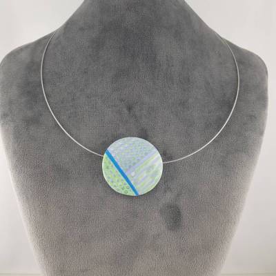 ART 183 Wechselschmuck Stecksystem Mittelteil  Serie Konfetti blau  Halskette Mix and Match