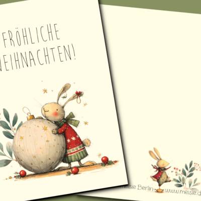 Weihnachtskarte mit Hasen