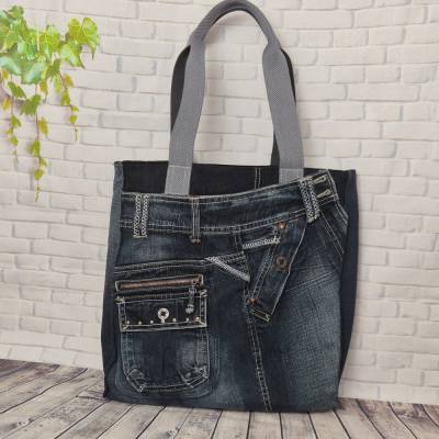 Shopper, Jeans Upcycling Tasche – einzigartiges Unikat