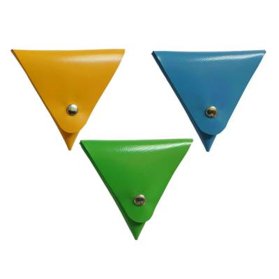 3er-Set Geldbörse Münzbörse Kramtasche Origami aus LKW-Plane in gelb/blau/maigrün