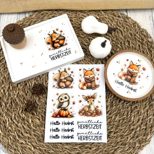 Rubon Herbst, HERBSTLIEBE, A6, randlos, bunt/farbig, Rub-On, Rub Ons, z.B. f. Raysin / Keraflott, Herbst, herbstlich
