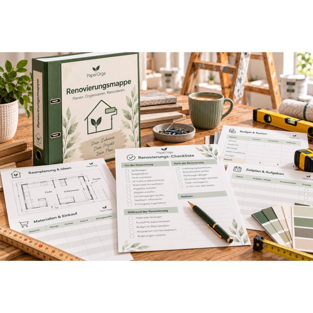 Renovierungsmappe PDF | Renovierungsplaner zum Ausdrucken | Renovierung organisieren | Budget, Material, Zeitplan & Chec Bild 2