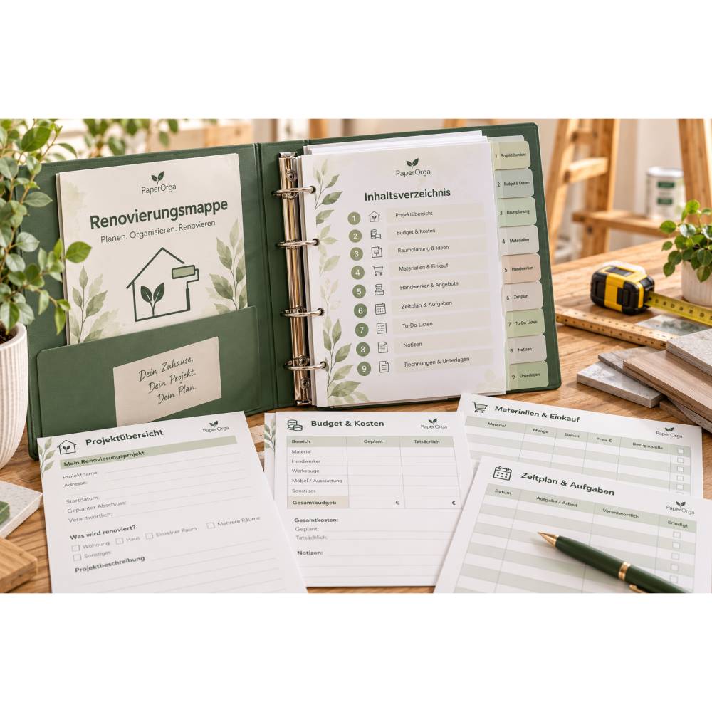 Renovierungsmappe PDF | Renovierungsplaner zum Ausdrucken | Renovierung organisieren | Budget, Material, Zeitplan & Chec Bild 5