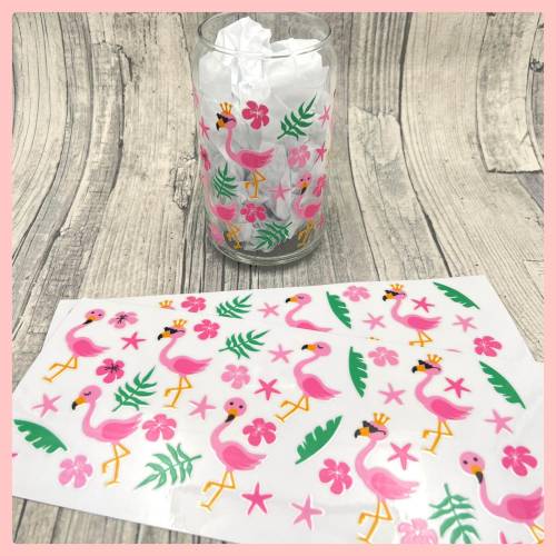 Rub-On I Rub Ons Flamingo, FLAMINGO-GLAS, Gr. XL, Sommer, Rub Ons Flamingo, Rubon auf Glas, Rub On Sticker  