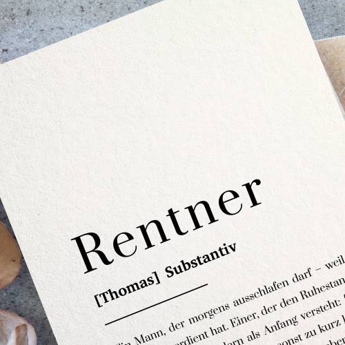 Rentner Karte mit Name auf Baumwollpapier, Rentner 2027, Geschenk Ruhestand Mann, Endlich Rentner, in Rente gehen, A6