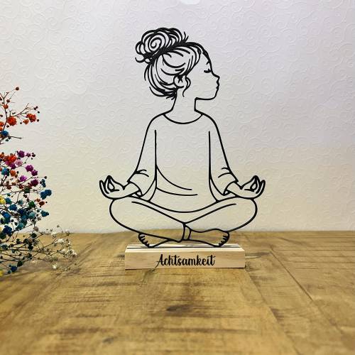 Personalisierte Yoga-Figur Meditation | Line Art 3D-Druck mit Namen | Geschenk für Yoga-Fans