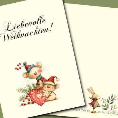 Weihnachtskarte mit liebevollen Zwergen