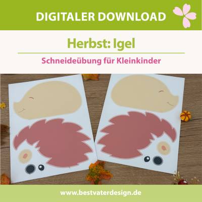 Herbst: niedlicher Igel - Schneideübung für Kleinkinder (2+)