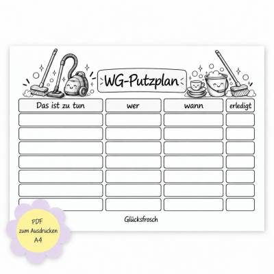 Putzplan für eine WG 