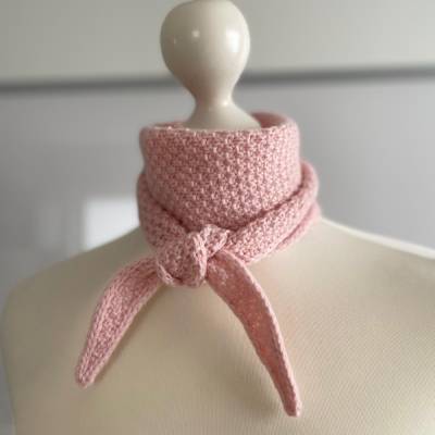 Kaschmir Mini-Schal Scarf gestrickt im Sophie-Stil Knotenschal rosa Handgestrickt