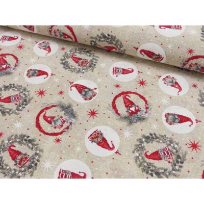 S&W Stoffe Deko Druck Weihnachten Wichtel VE 0,25 m