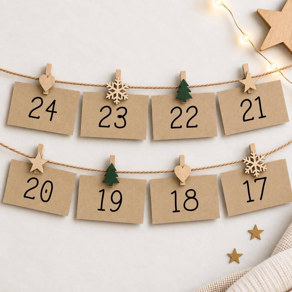 Adventskalender zum Befüllen personalisiert, 24 Karten in Kraftpapier-Umschlägen für Paare, Frauen & Männer, DIY blanko Bild 10