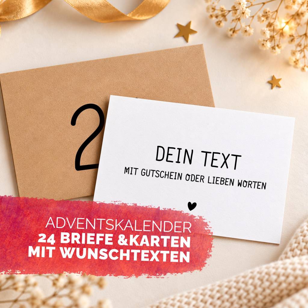 Adventskalender zum Befüllen personalisiert, 24 Karten in Kraftpapier-Umschlägen für Paare, Frauen & Männer, DIY blanko Bild 7