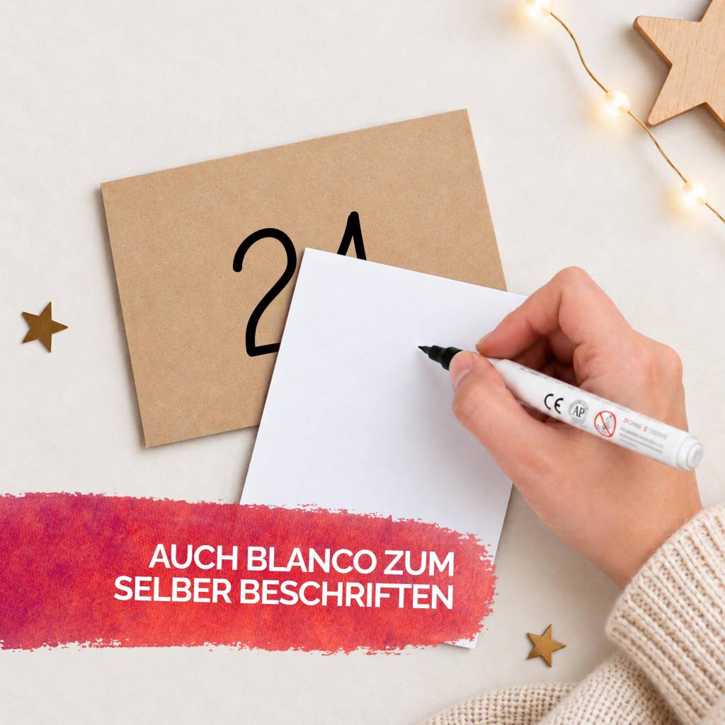 Adventskalender zum Befüllen personalisiert, 24 Karten in Kraftpapier-Umschlägen für Paare, Frauen & Männer, DIY blanko Bild 9