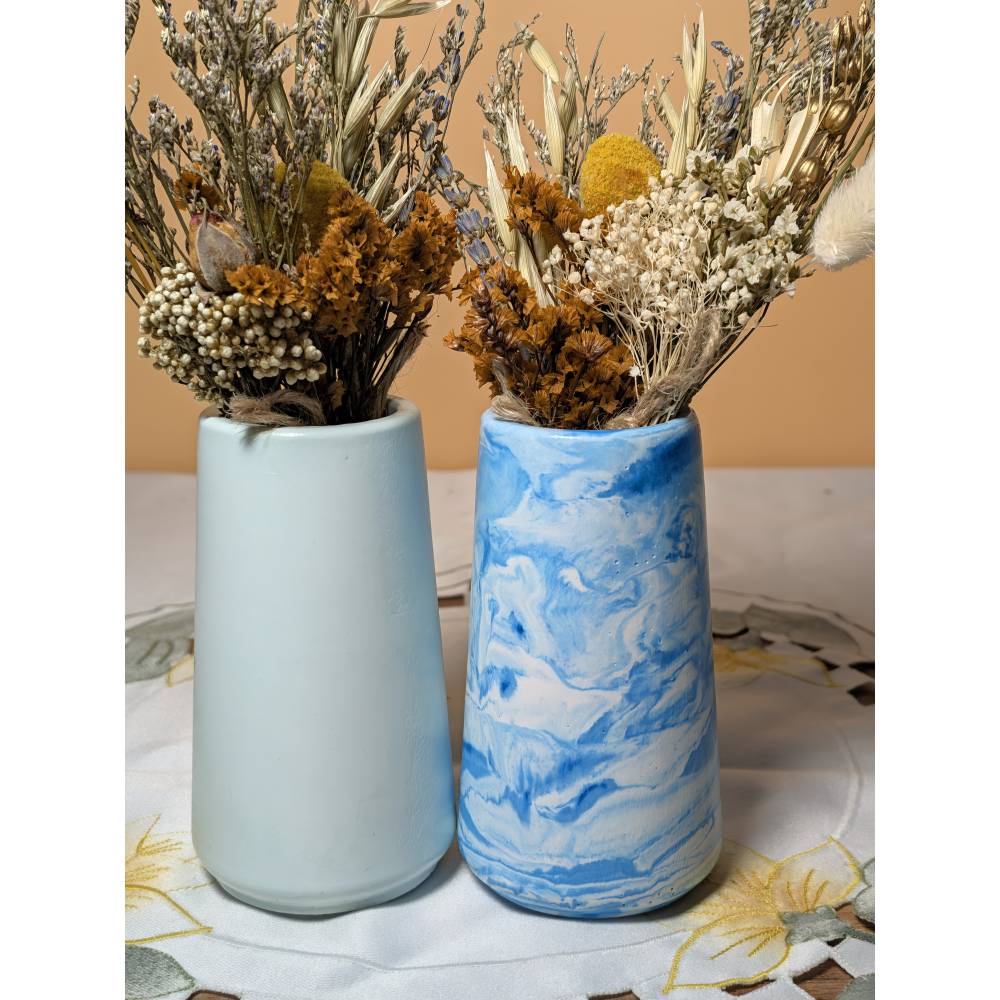 Raysin 200 Vasen Set Blau marmoriert Hellblau ca. 10 cm wasserdicht Handmade Deko Vase
