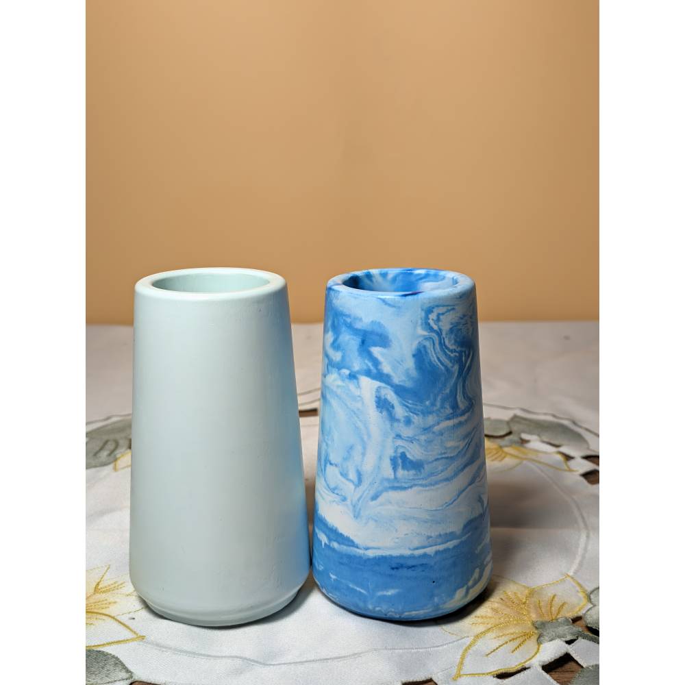 Raysin 200 Vasen Set Blau marmoriert Hellblau ca. 10 cm wasserdicht Handmade Deko Vase