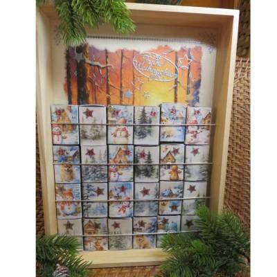 " Winter " Adventskalender im Winterwaldbild, zum Befüllen