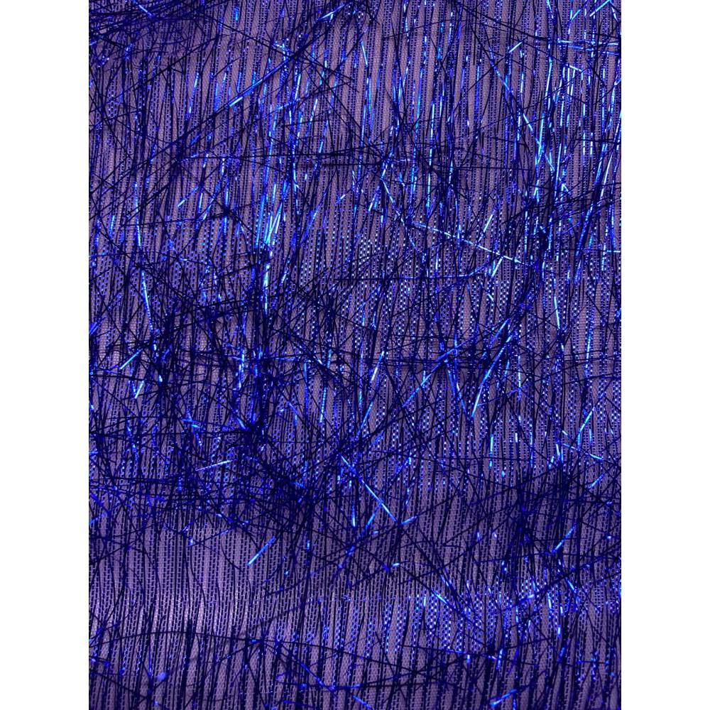 Extravaganter Effektstoff / Dekostoff (Glitzernd Dunkelblau mit Metallic-Fransen) – Meterware, Breite 1,10 m Bild 1