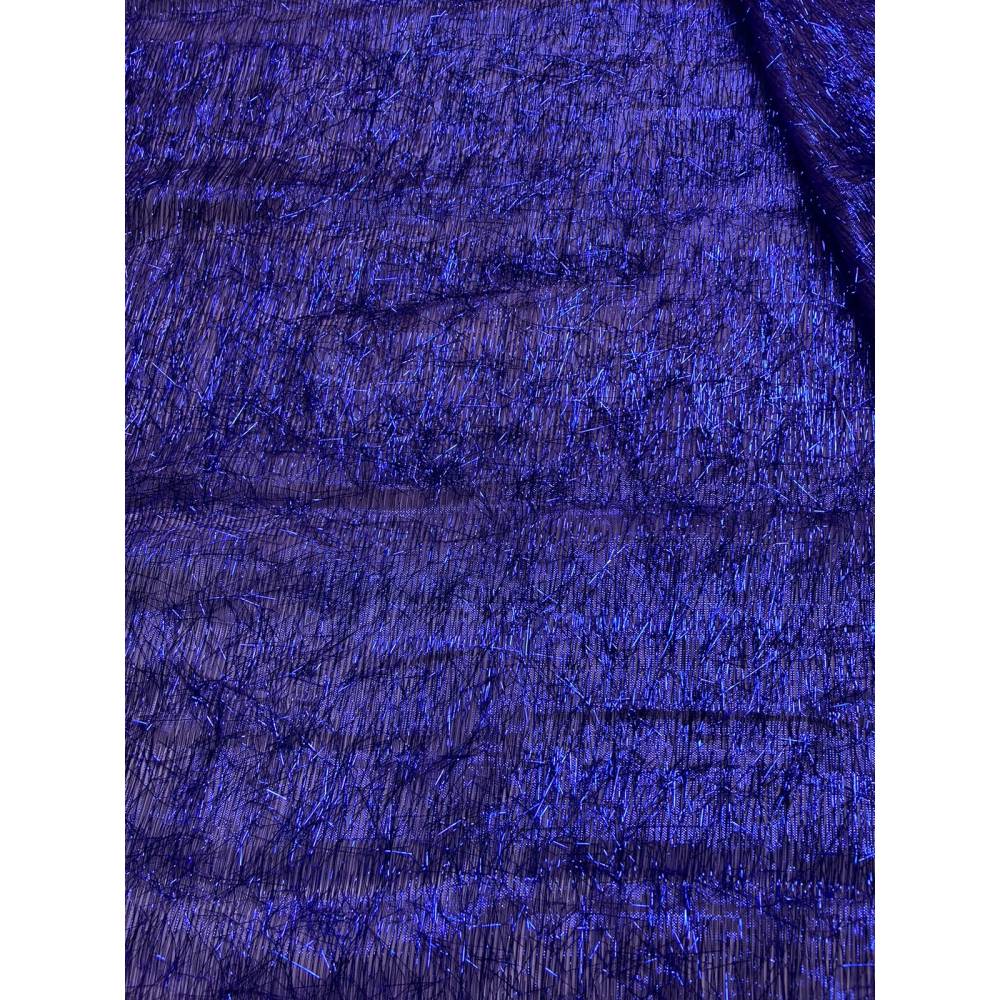 Extravaganter Effektstoff / Dekostoff (Glitzernd Dunkelblau mit Metallic-Fransen) – Meterware, Breite 1,10 m Bild 2
