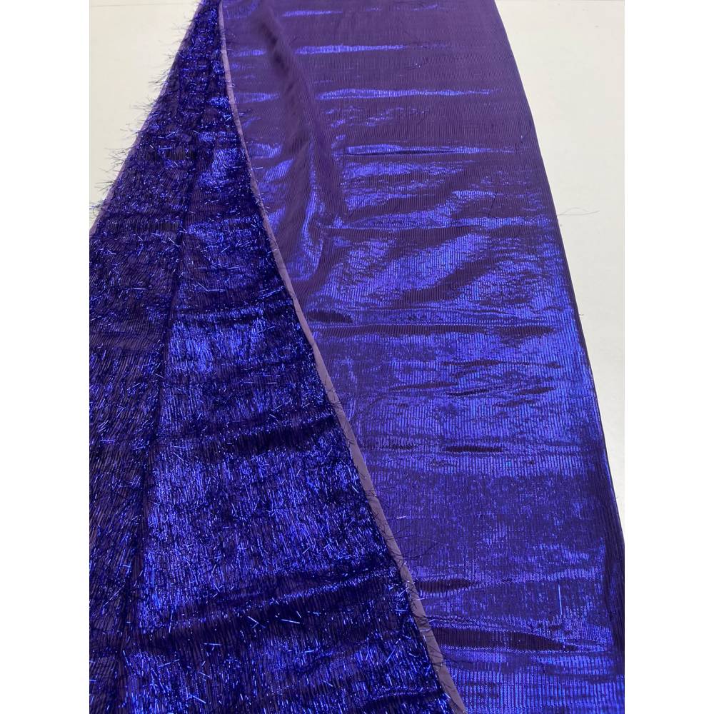 Extravaganter Effektstoff / Dekostoff (Glitzernd Dunkelblau mit Metallic-Fransen) – Meterware, Breite 1,10 m Bild 3