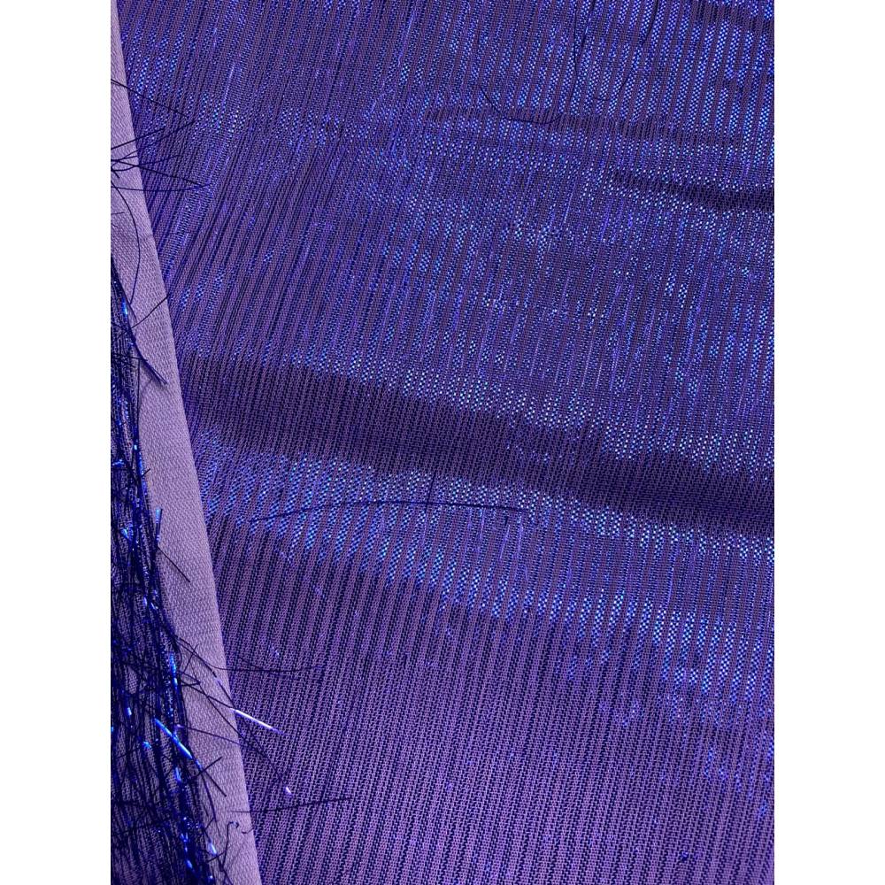 Extravaganter Effektstoff / Dekostoff (Glitzernd Dunkelblau mit Metallic-Fransen) – Meterware, Breite 1,10 m Bild 5