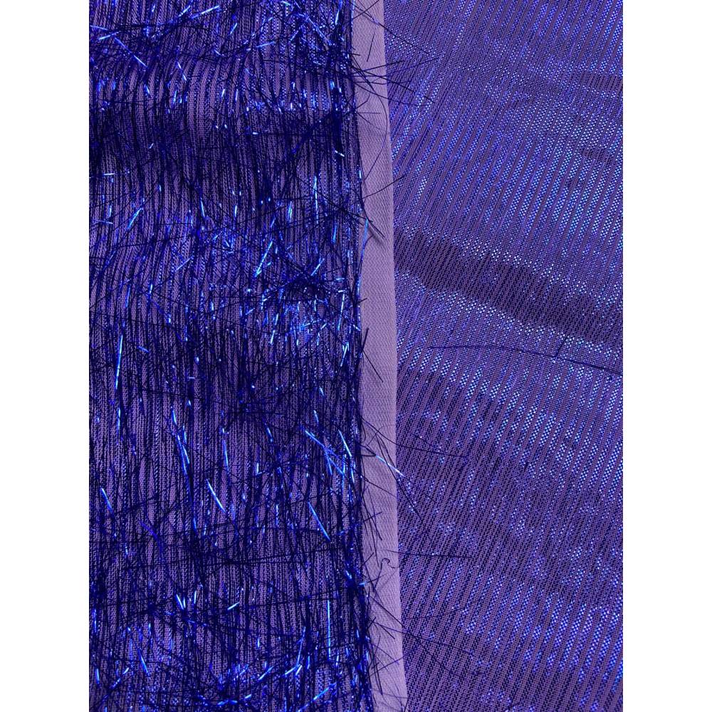 Extravaganter Effektstoff / Dekostoff (Glitzernd Dunkelblau mit Metallic-Fransen) – Meterware, Breite 1,10 m Bild 6