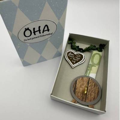 Witziges Geldgeschenk bayrisch – Originelle Geschenkbox mit Fass & Herz
