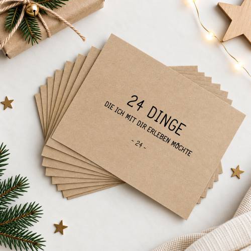 DIY Adventskalender 2026 gemeinsame Zeit schenken, 24 Umschläge zum Beschriften, Adventskalender für Freundin & Freund