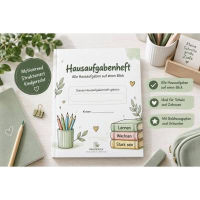 Hausaufgabenheft für Kinder – Hausaufgabenplaner & Belohnungsplan | Digitale PDF