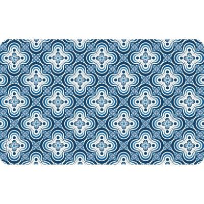 Frühstücksbrettchen Vierpaß mit Blumenornament in Blau-Weiß