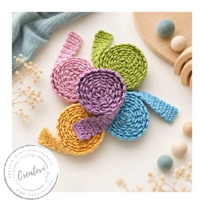 Gehäkeltes Schneckenband aus Baumwolle Waldorf, Häkelschnecke in vielen Farben und Länge