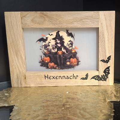 Deko-Holzbox für LED-Lichterketten - Hexennacht -