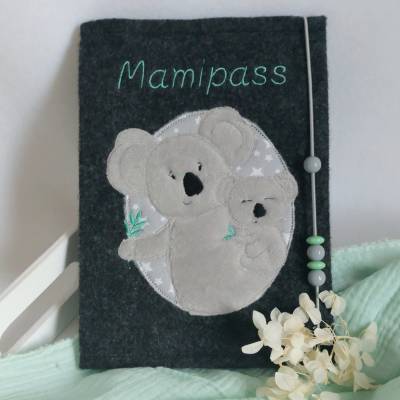 Hülle für UHeft oder Mutterpass aus Filz - bestickt mit einem süßer Ente / Küken - Personalisierbar mit Namen