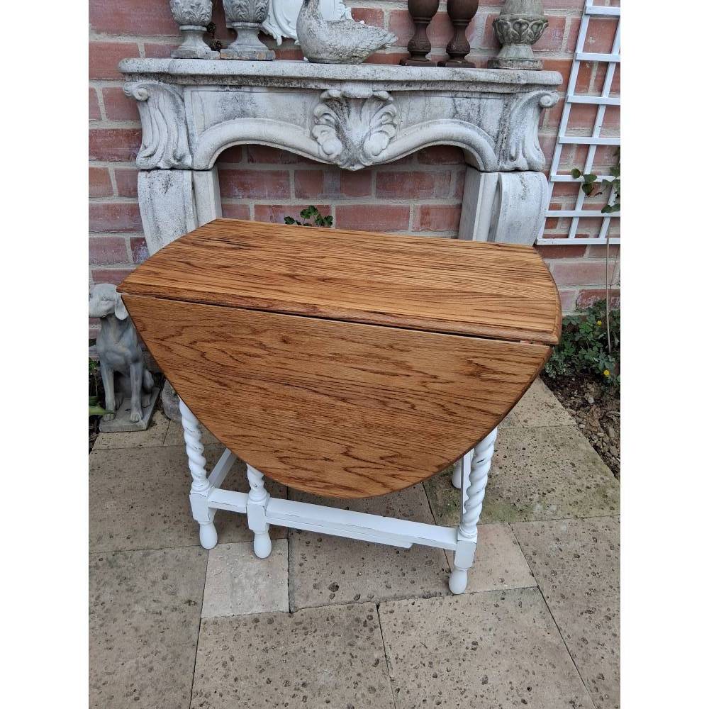 Antik Tisch Eiche Barley Twist Esstisch Gateleg Beistelltisch Konsole Beistelltisch Weiß Shabby Klapptisch Wandkonsole