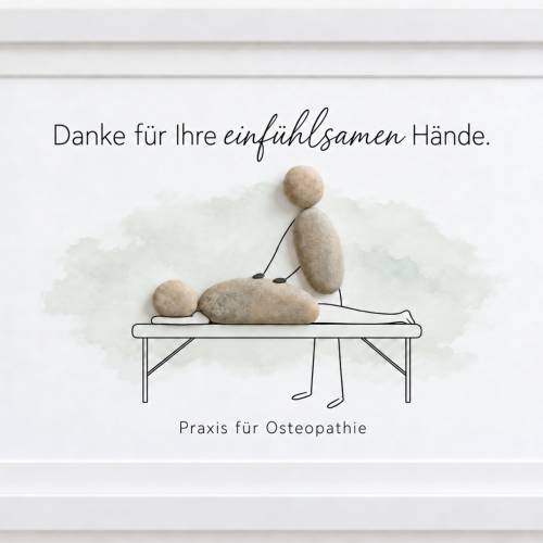 Steinbild · Danke für Ihre einfühlsamen Hände · Geschenk für die Osteopathiepraxis