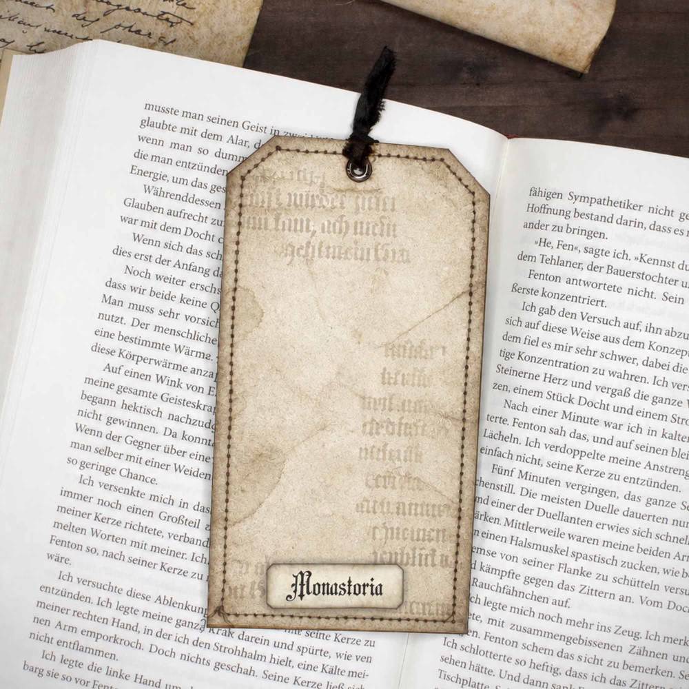 Buchtasche Dark Academia – Geheimnisvolle Bibliothek | gepolsterte Buchhülle aus Stoff | wahlweise mit Lesezeichen Bild 4