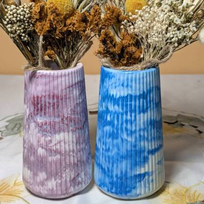 Raysin 200  Vasen Set Blau Rosa marmoriert ca 10 cm wasserdicht Handmade Deko