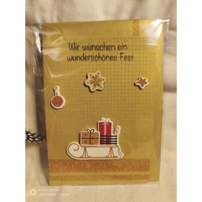 Weihnachtskarte handgemacht – festliche Grußkarte mit Metallic-Effekt