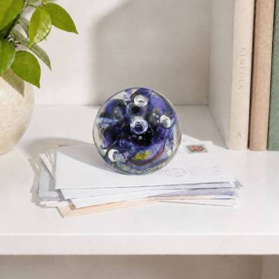 paperweight Studioglas Briefbeschwerer Glas Einzelstück Blau 1993