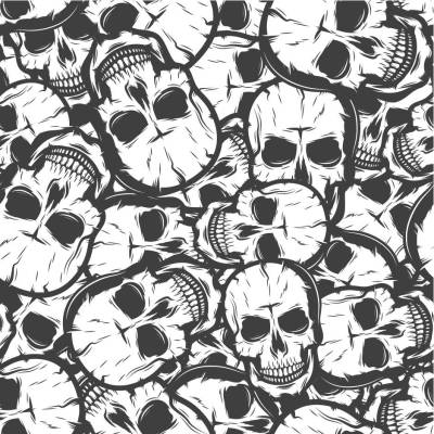 Rest 0,67m Baumwolldruck Totenköpfe Skullis Schädel Stoff weiß grau schwarz Jungen Männer Halloween nähen Coupon Webware