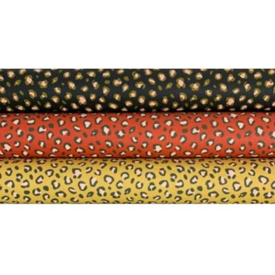 Stoffpaket Patchwork 3 x Baumwolle je 50 x 50 cm Leopard Schwarz/Terrakotta/Senf