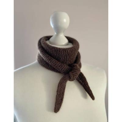 Sophie Schal /Scarf Stil 100% weiche Alpaca Wolle Minischal Halstuch braun handgestrickt