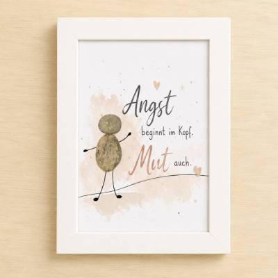 Angst beginnt im Kopf, Mut auch! Personalisiertes Steinbild Unikat – Geschenk für Mut & Zuversicht STB-473